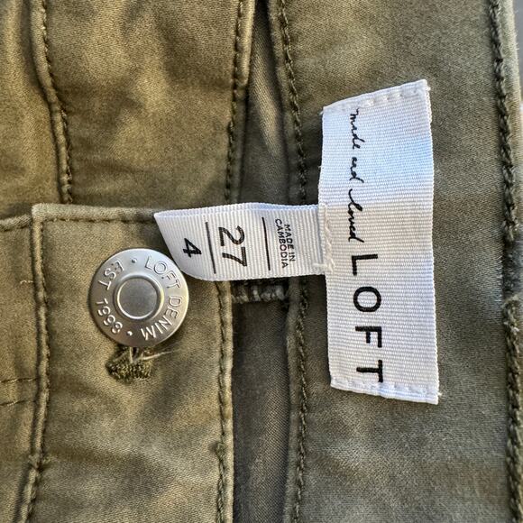 Loft Skinny Pants Olive Green Sateen 27 (4) Ankle Length #0004 - Picture 4 of 5